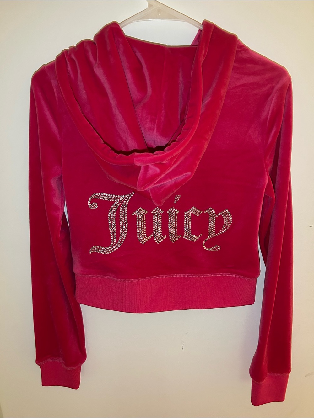 Juicy Couture Hot Pink Velour Rhinestone 'Juicy' Hoodie - Picture 1 of 2